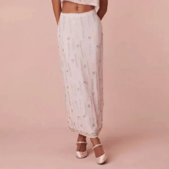 LOVESHACKFANCY Goodall Embellished Midi Skirt - Picture 3 of 15